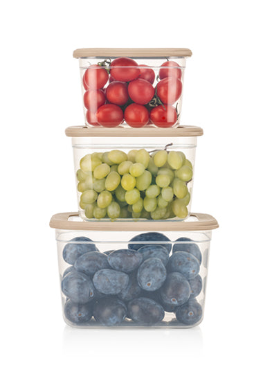 TOSCA 3 Pcs Rectangle Food Storage Set Beige