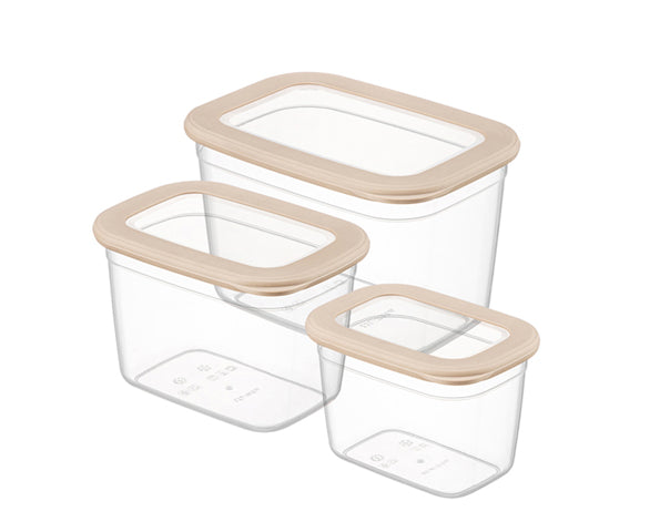 TOSCA 3 Pcs Rectangle Food Storage Set Beige