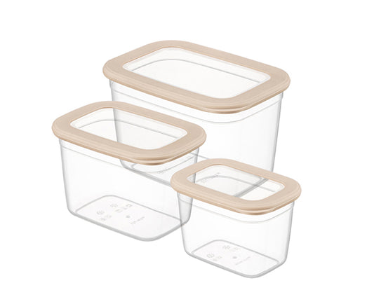 TOSCA 3 Pcs Rectangle Food Storage Set Beige