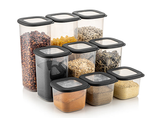 TOSCA 9 Pcs Square Food Storage Set Anthracite