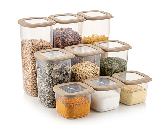 TOSCA 9 Pcs Square Food Storage Set Beige