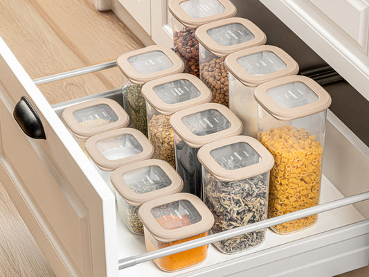 TOSCA 9 Pcs Square Food Storage Set Beige