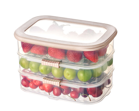 TOSCA Deli and Cheese Storage Container Set, 3 x 0.8 L, Beige