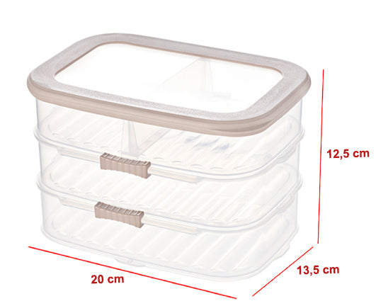 TOSCA Deli and Cheese Storage Container Set, 3 x 0.8 L, Beige