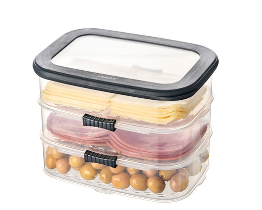 TOSCA Deli and Cheese Storage Container Set, 3 x 0.8 L, Anthracite