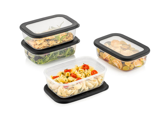 TOSCA 4 Pcs Rectangle Food Storage Set Anthracite