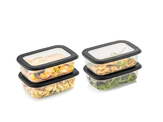 TOSCA 4 Pcs Rectangle Food Storage Set Anthracite