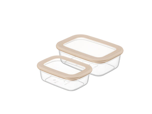 TOSCA 2 Pcs Rectangle Food Storage Set Beige