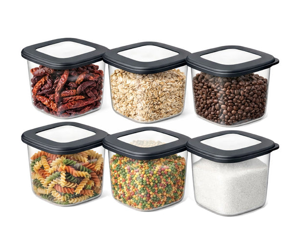 TOSCA Square Food Containers Set (6 x 550 ml), Anthracite