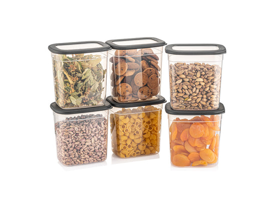 TOSCA 6 Pcs Rectangle Food Storage Set Anthracite